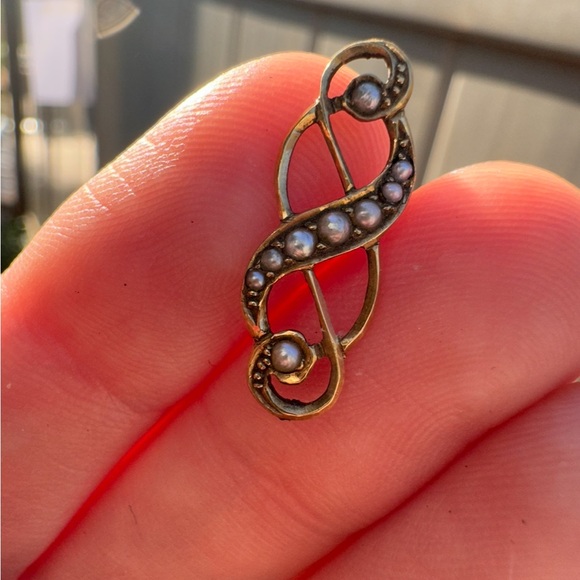 Late 1800's rare solid 14k gold genuine seed pearl pendant - Picture 12 of 14